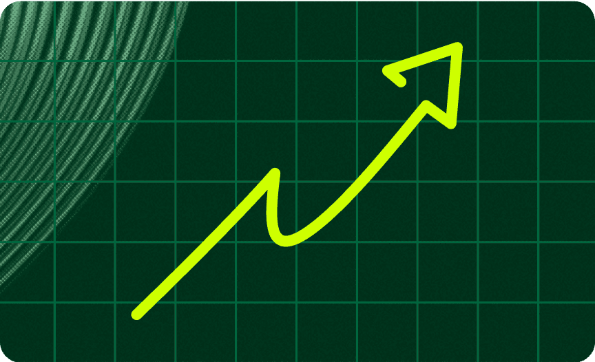 Upward trending arrow graph